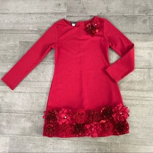 Kate Mack red long sleeve holiday formal wedding girl dress 8 10 12 like new